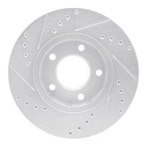 Chrysler Voyager Brake Rotor (1) - Front Right - R1 Concepts - Drilled & Slotted - Silver - `01-`07